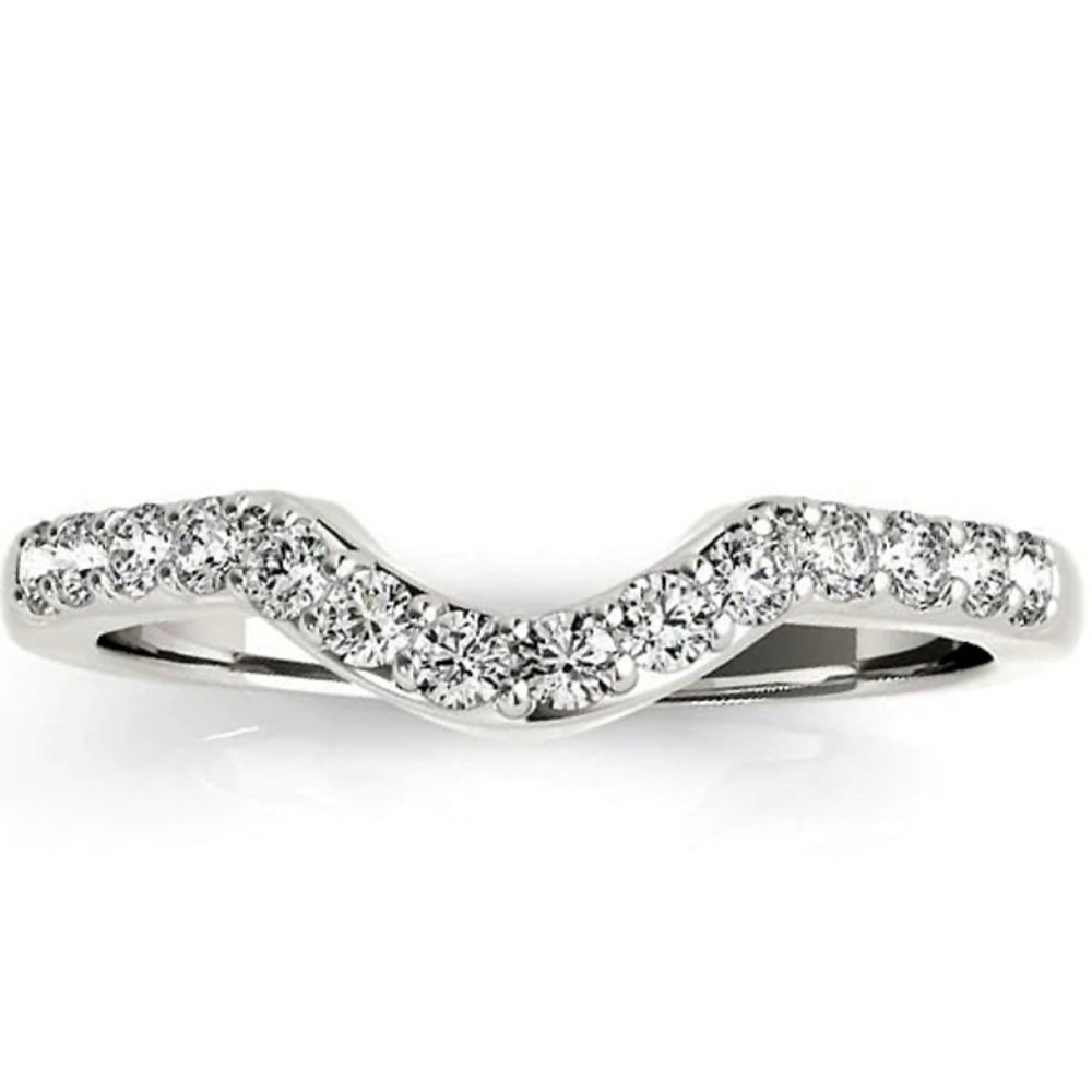 Curved Moissanite Halfeternity Stackable Ring Band - image 1